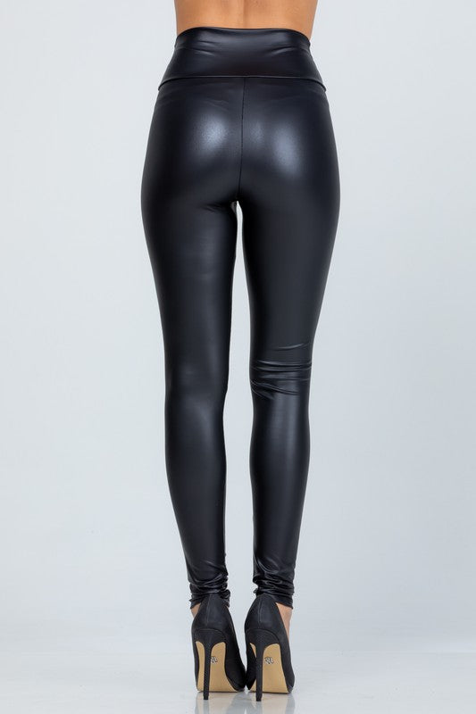 High waist PU leather leggings