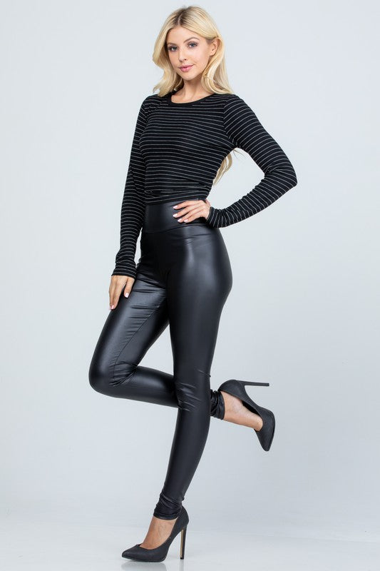 High waist PU leather leggings