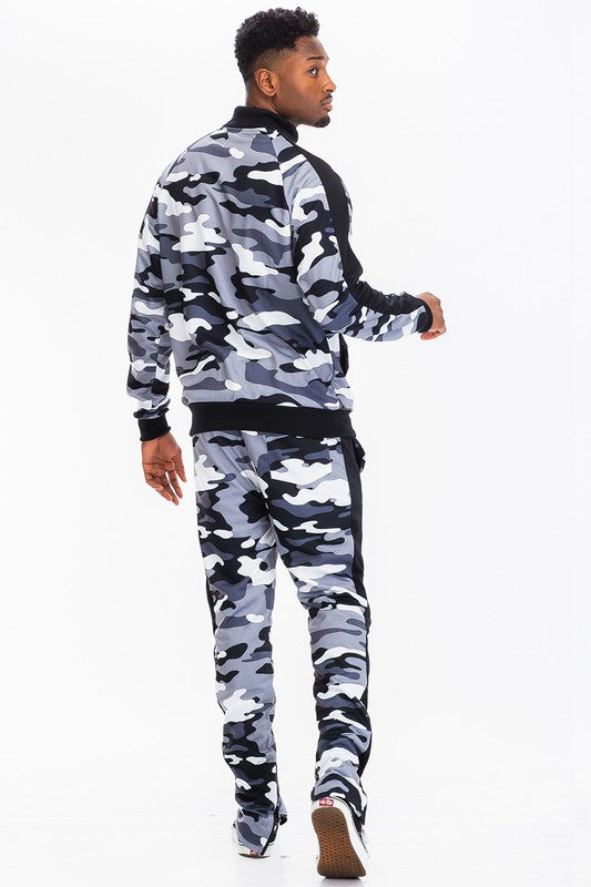 FULL CAMO WITH STRIPE TRACK BOTTOM PANTS