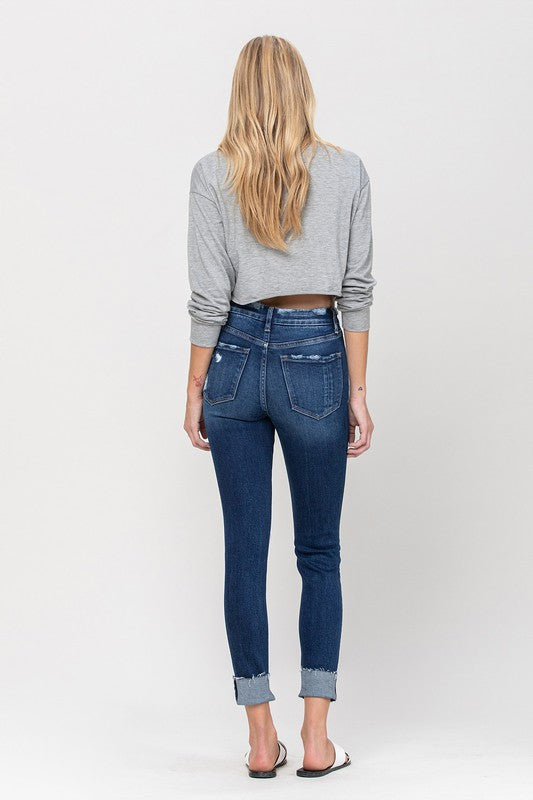 High Rise Distressed Clean Cut Crop Skinny