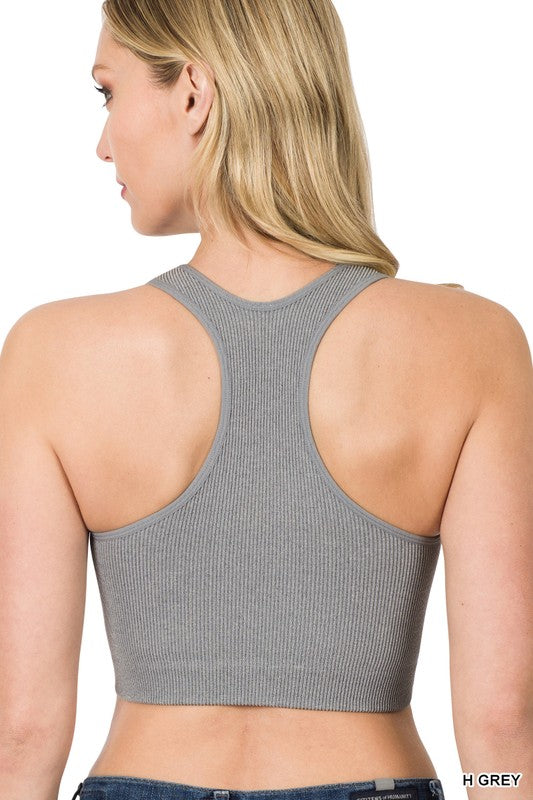 Ribbed Cropped Racerback Tank Top