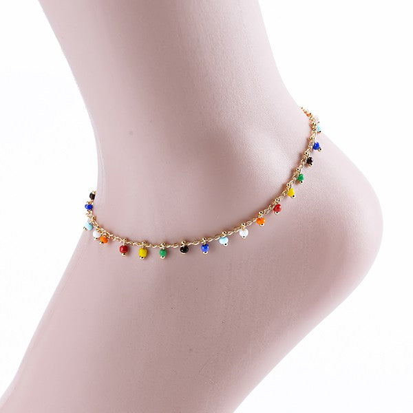 MULTI COLOR BEADED ANKLET BRACELET