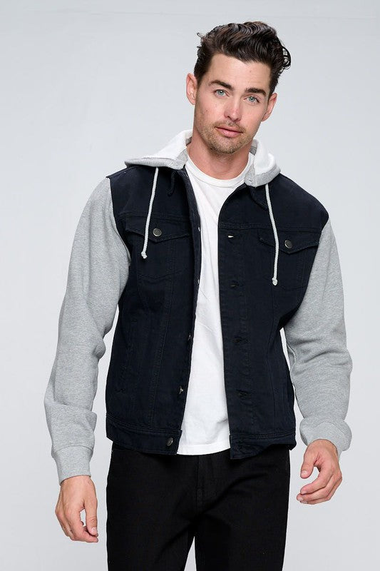 Men's Denim Jacket with Fleece Hoodies