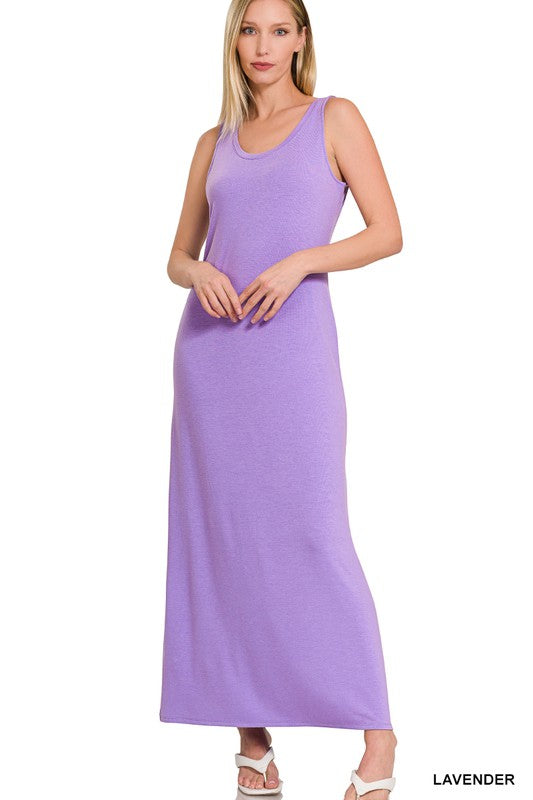 Sleeveless Flared Scoop Neck Maxi Dress