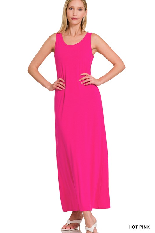 Sleeveless Flared Scoop Neck Maxi Dress