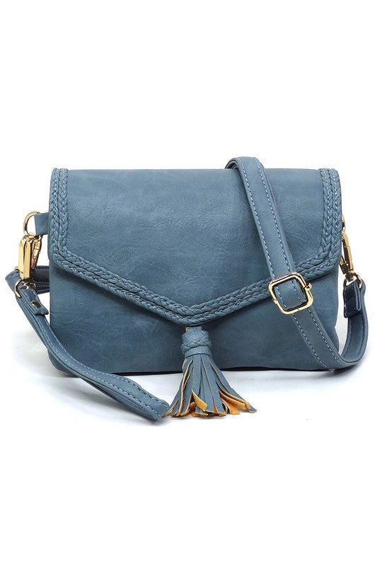 Fashion Tassel Flap Envelope Clutch Crossbody Bag