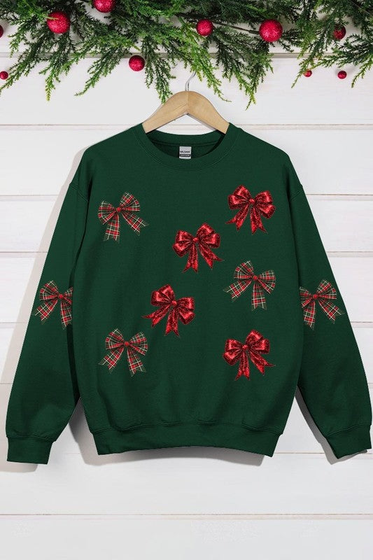 Christmas Bows Graphic Fleece Sweatshirt