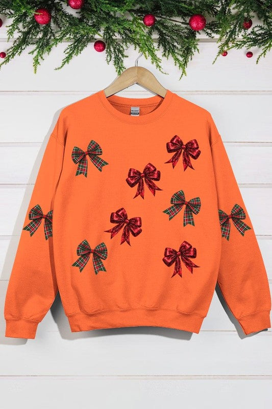 Christmas Bows Graphic Fleece Sweatshirt