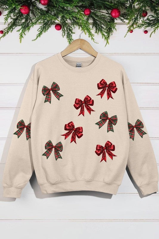 Christmas Bows Graphic Fleece Sweatshirt