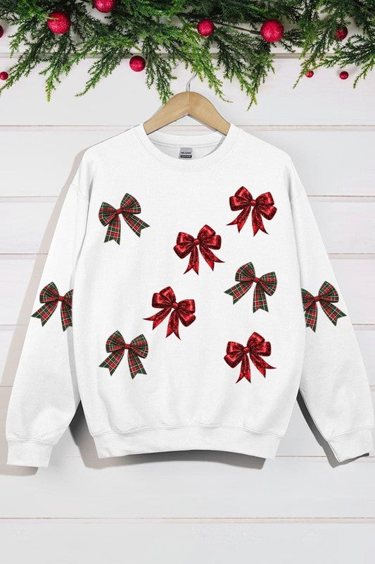 Christmas Bows Graphic Fleece Sweatshirt