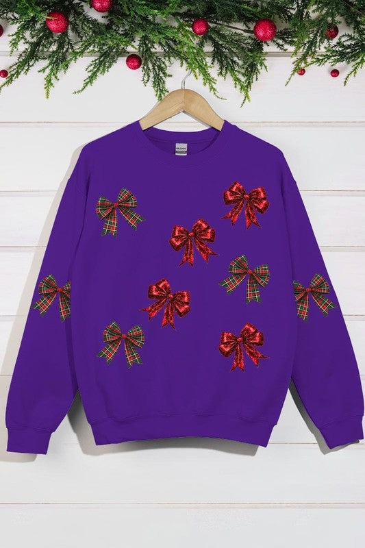 Christmas Bows Graphic Fleece Sweatshirt