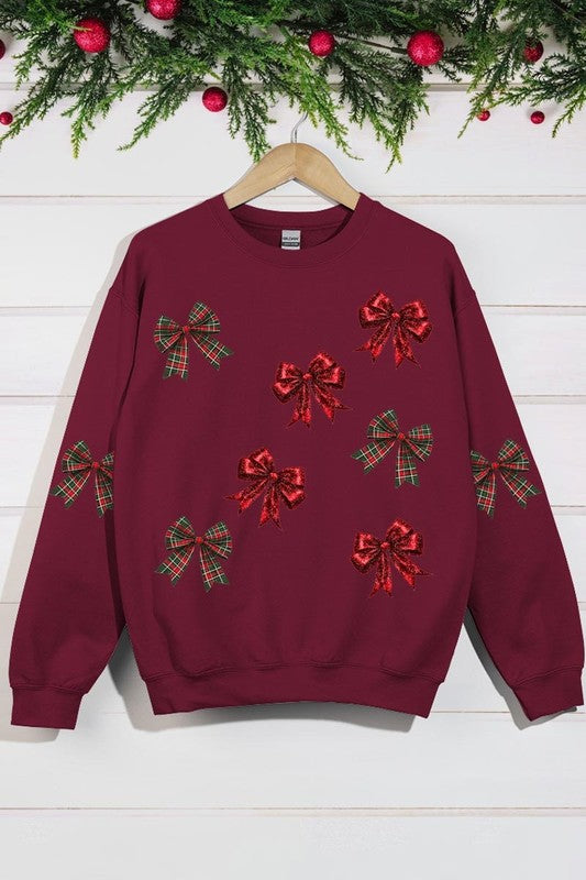 Christmas Bows Graphic Fleece Sweatshirt