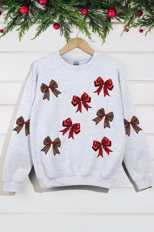 Christmas Bows Graphic Fleece Sweatshirt