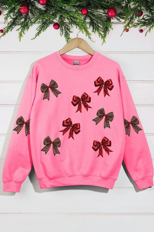 Christmas Bows Graphic Fleece Sweatshirt