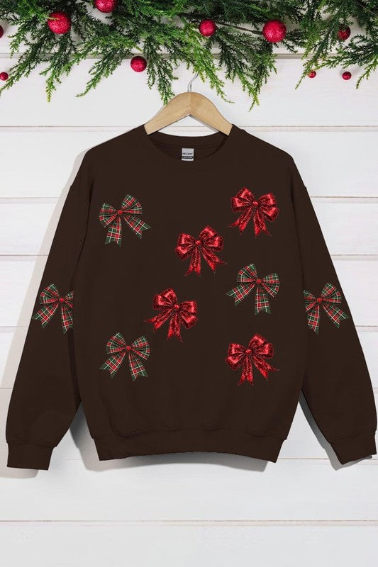 Christmas Bows Graphic Fleece Sweatshirt