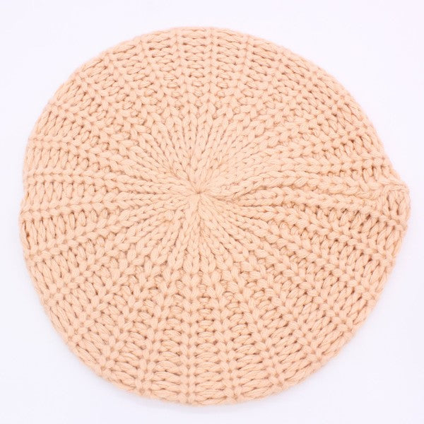 KNITTED CABLE KNIT FASHION BERET