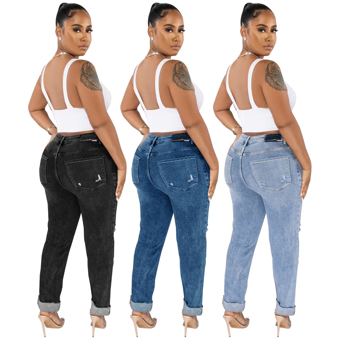 Women's Daily Streetwear Solid Color Full Length Jeans