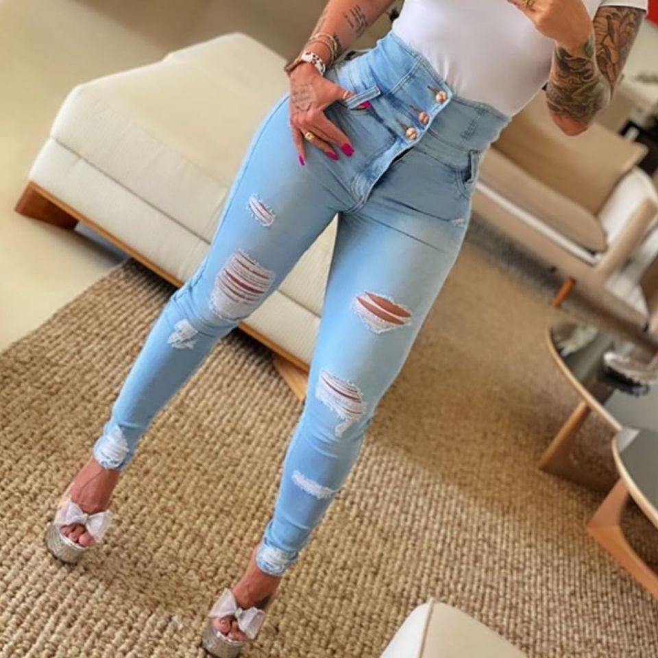 women's daily street streetwear solid color full length jeans