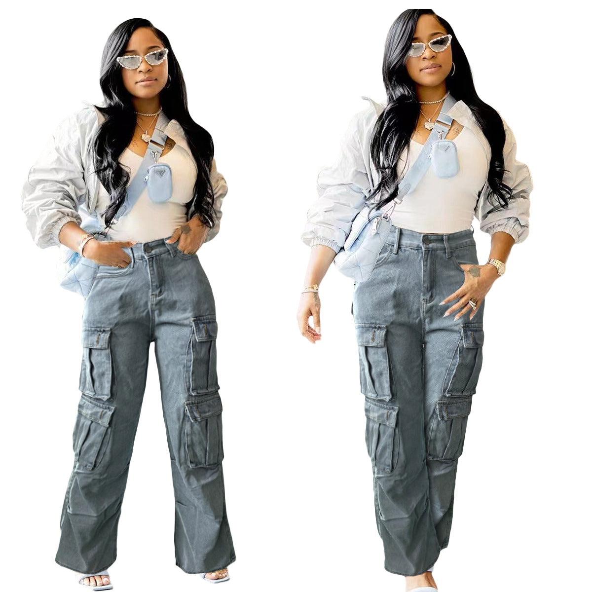 Women's Holiday Daily Party Streetwear Solid Color Full Length Pocket Jeans