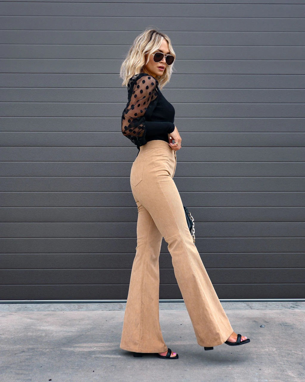 women's holiday casual solid color full length flared pants