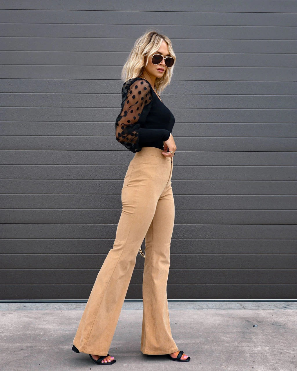 women's holiday casual solid color full length flared pants