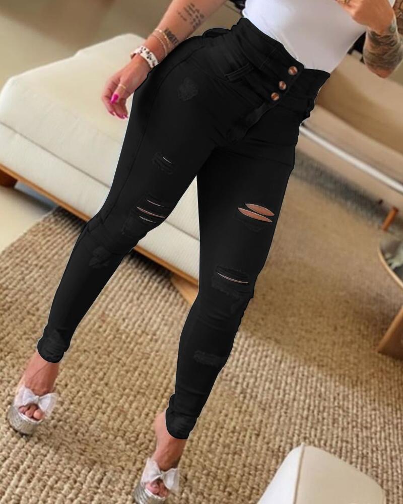 women's daily street streetwear solid color full length jeans