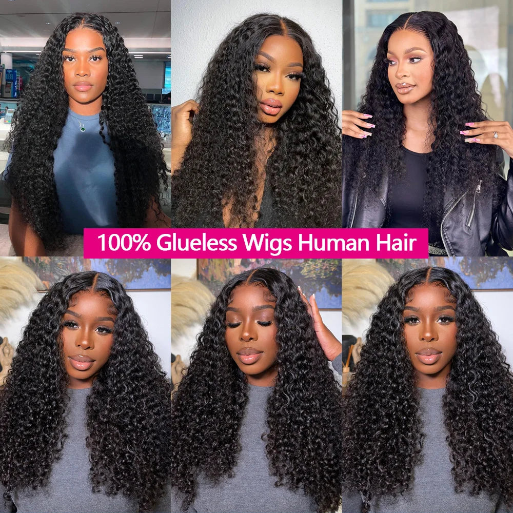 Glueless Wigs Human Hair  Water Curly (200%)