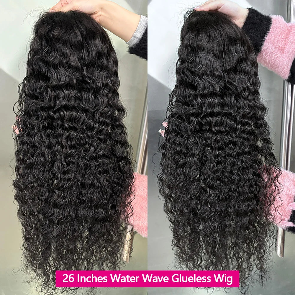 Glueless Wigs Human Hair  Water Curly (200%)