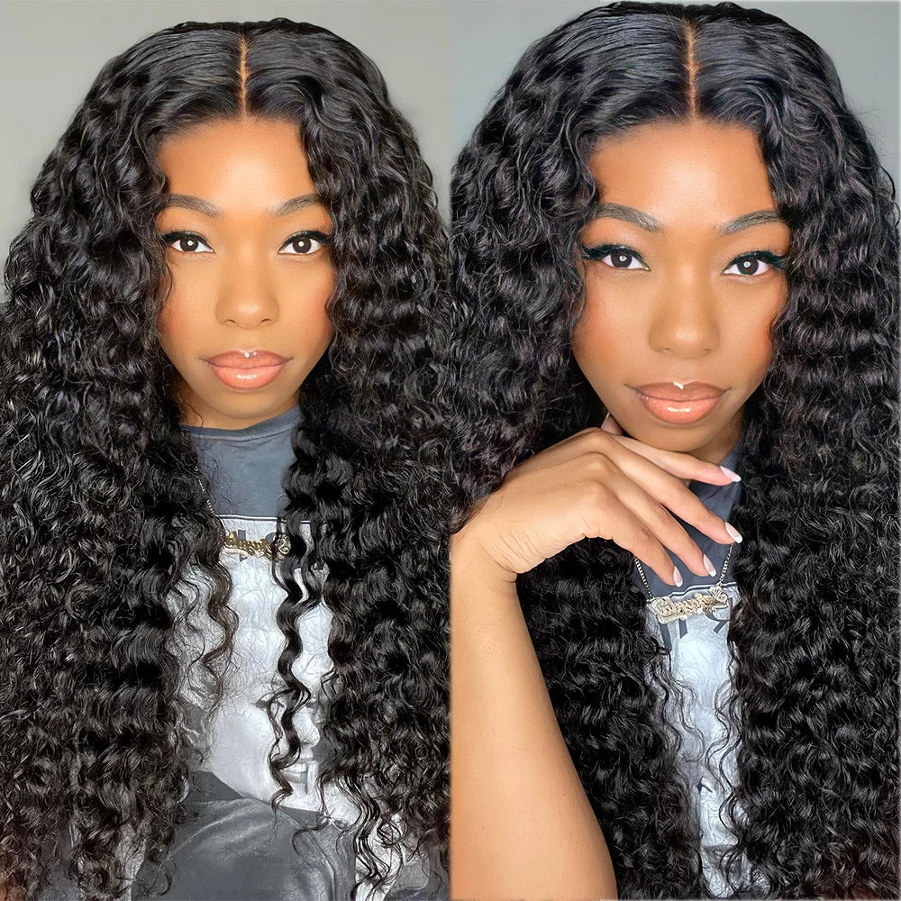 Glueless Wigs Human Hair  Water Curly (200%)