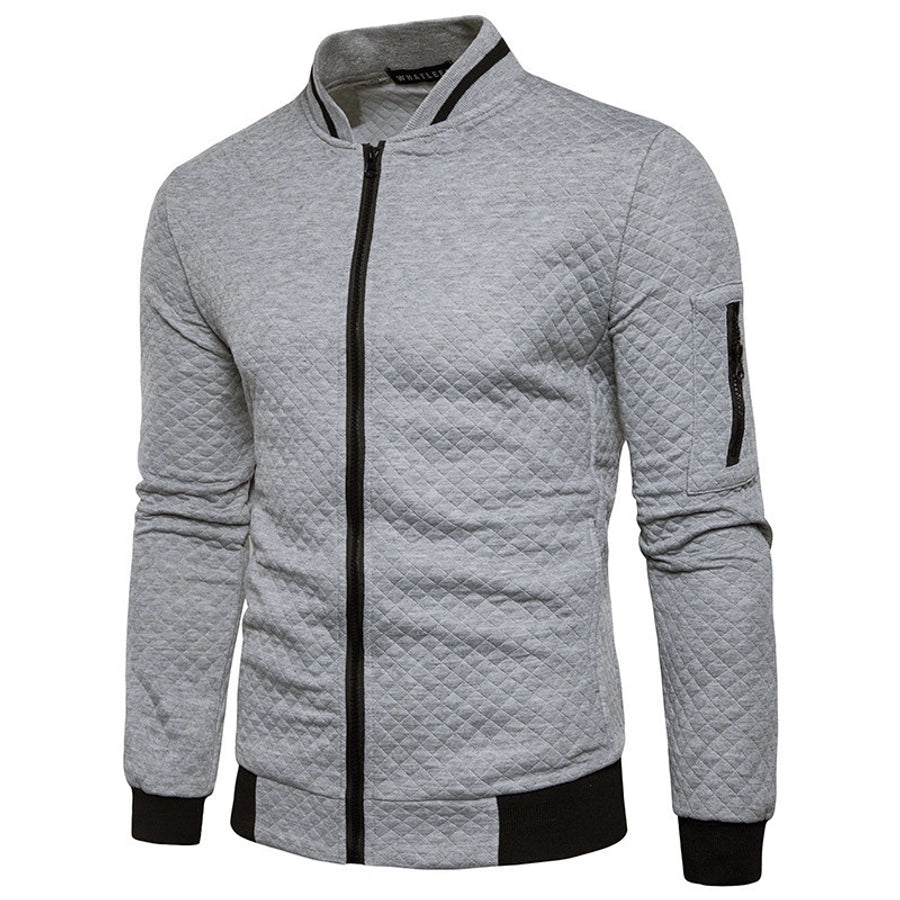 men's simple style solid color zipper fleece jacket