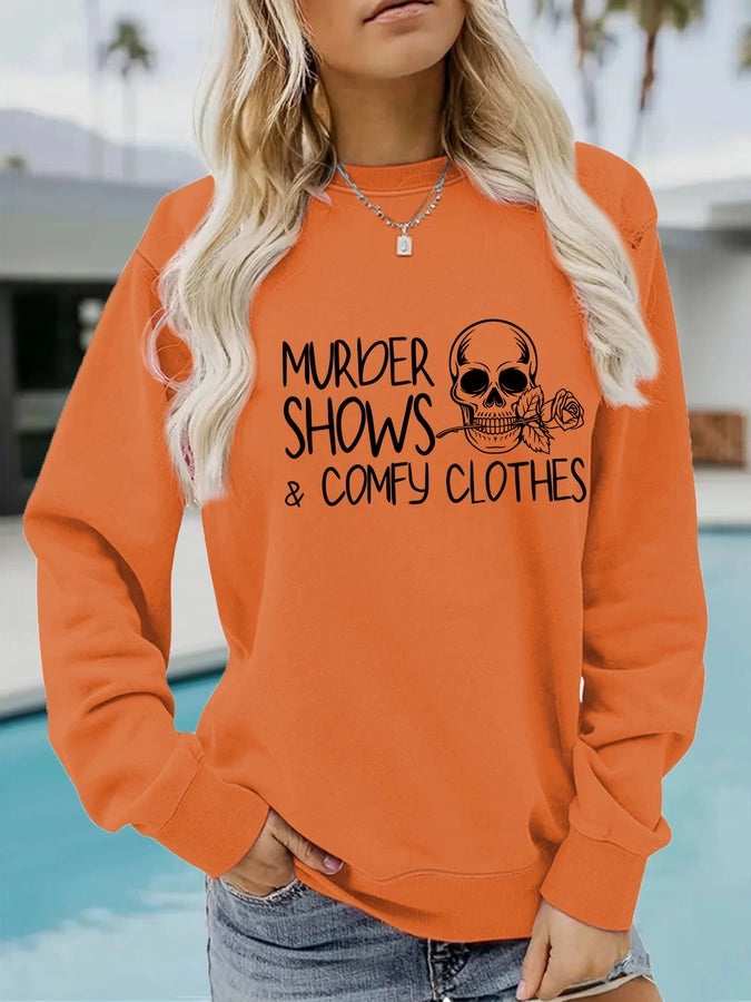 Hoodies & Sweatshirts Long Sleeve Printing Streetwear Letter Skull