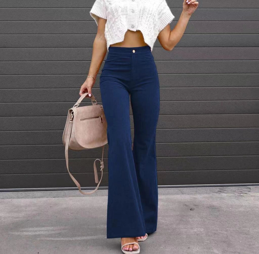 women's holiday casual solid color full length flared pants