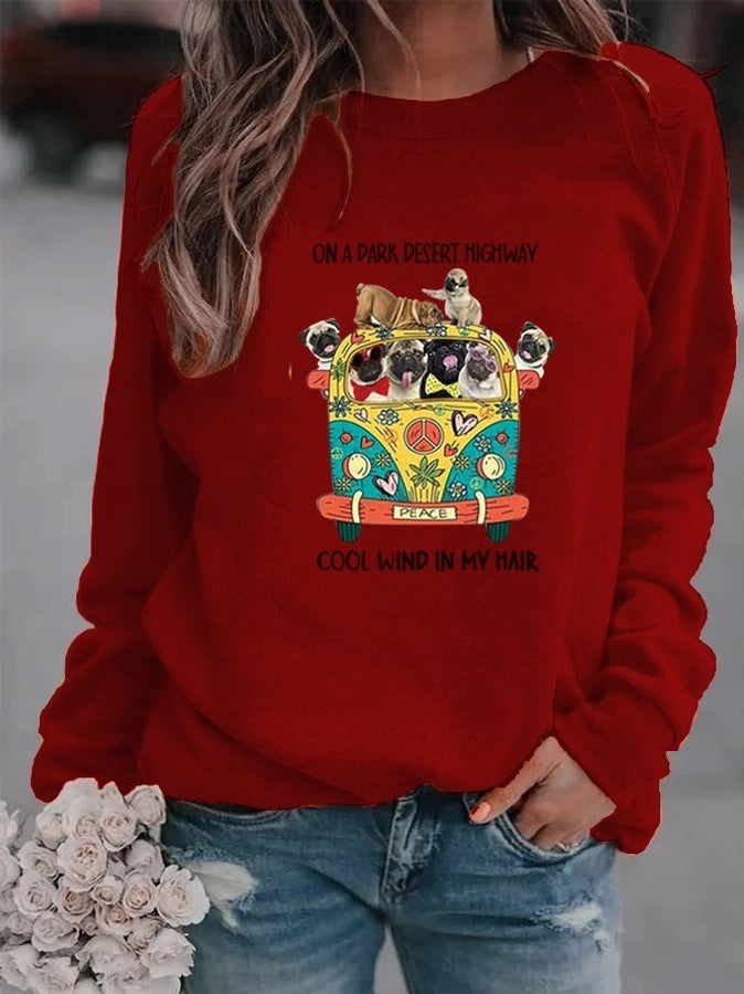 women's hoodie long sleeve hoodies & sweatshirts printing casual cartoon letter dog