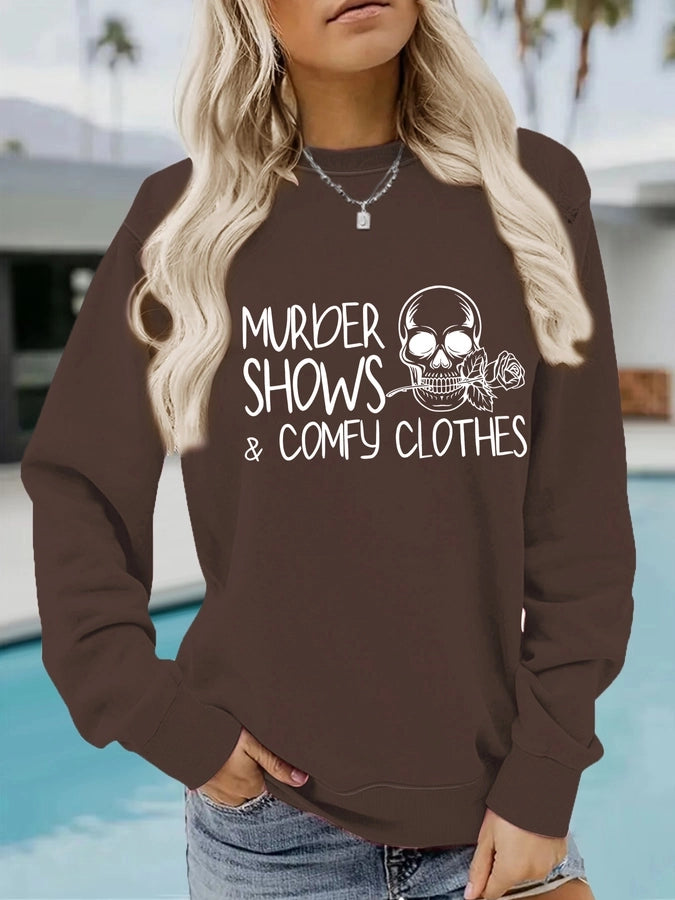 Hoodies & Sweatshirts Long Sleeve Printing Streetwear Letter Skull