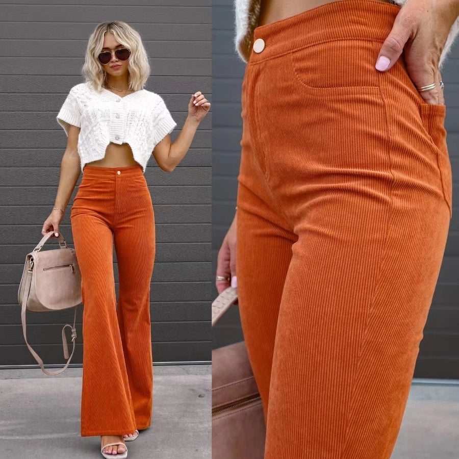 women's holiday casual solid color full length flared pants