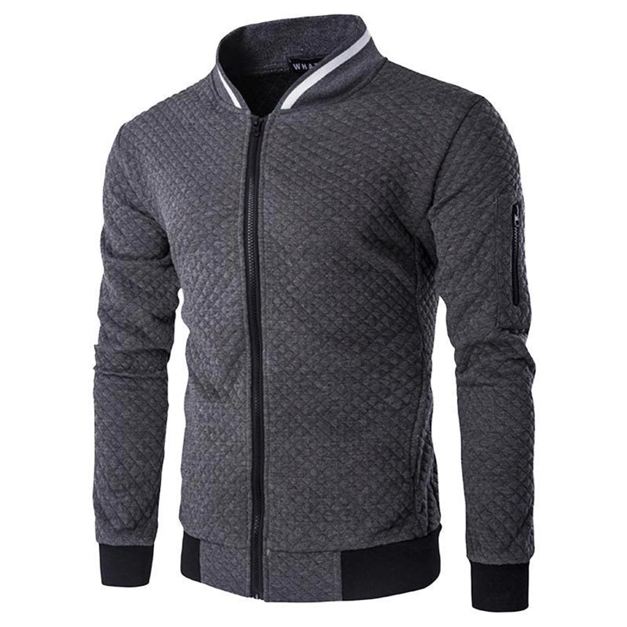 men's simple style solid color zipper fleece jacket