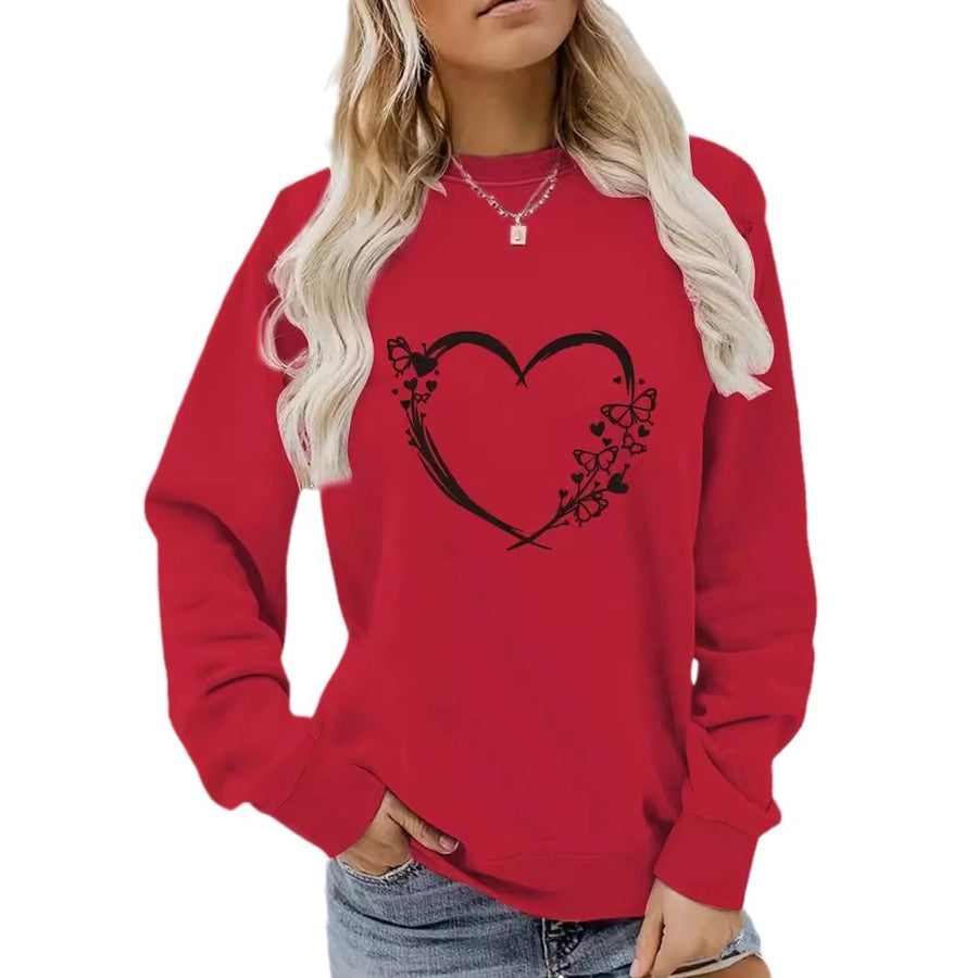 Hoodies & Sweatshirts Long Sleeve Printing Streetwear Heart Shape Butterfly