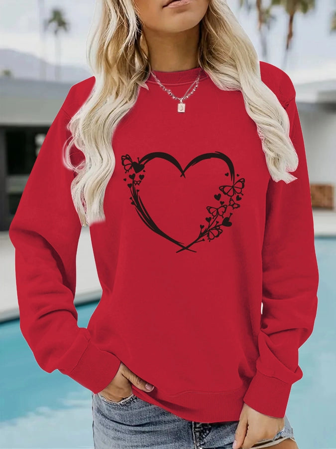 Hoodies & Sweatshirts Long Sleeve Printing Streetwear Heart Shape Butterfly