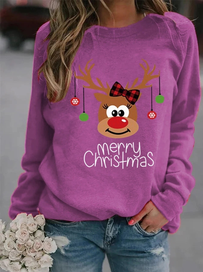 Hoodies & Sweatshirts Long Sleeve Printing Casual Letter Deer