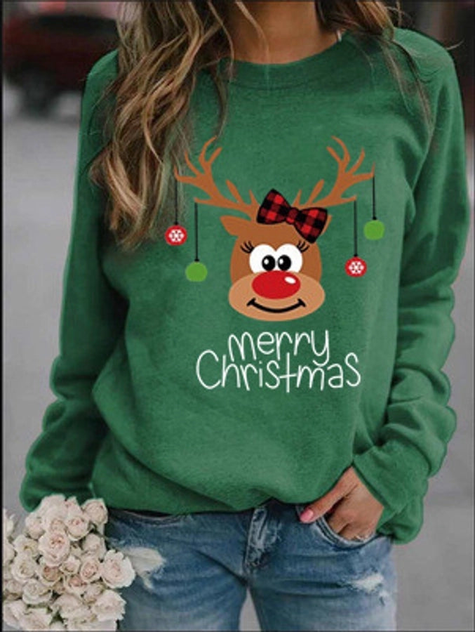 Hoodies & Sweatshirts Long Sleeve Printing Casual Letter Deer