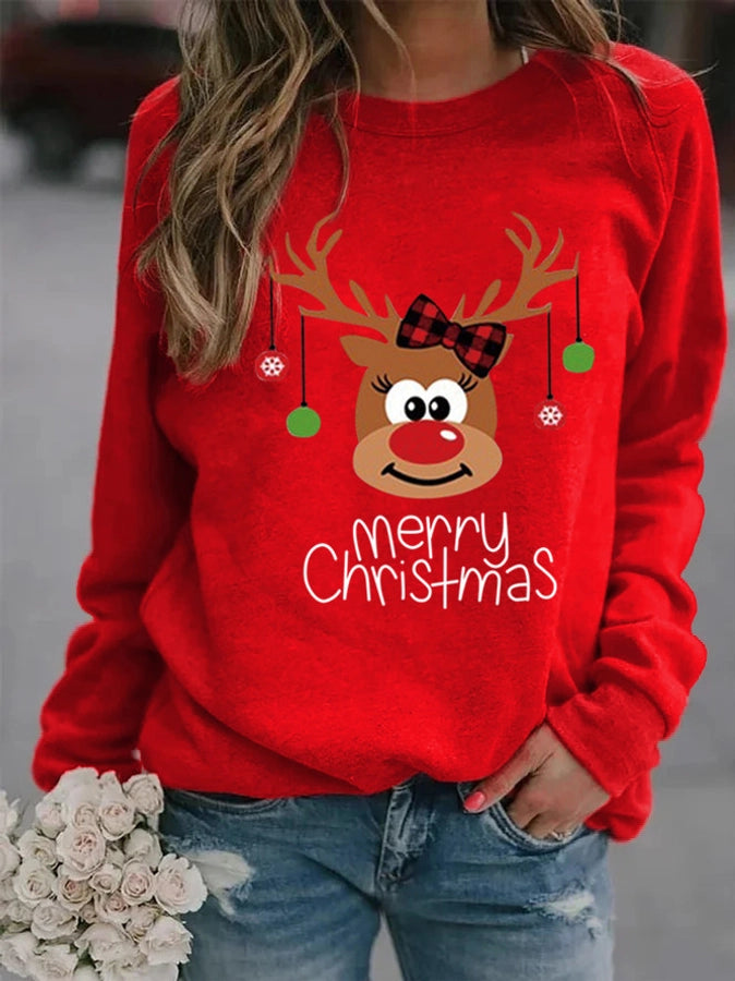 Hoodies & Sweatshirts Long Sleeve Printing Casual Letter Deer