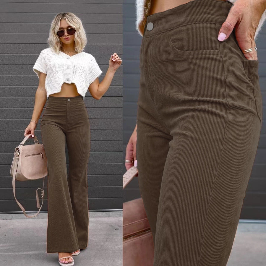 women's holiday casual solid color full length flared pants