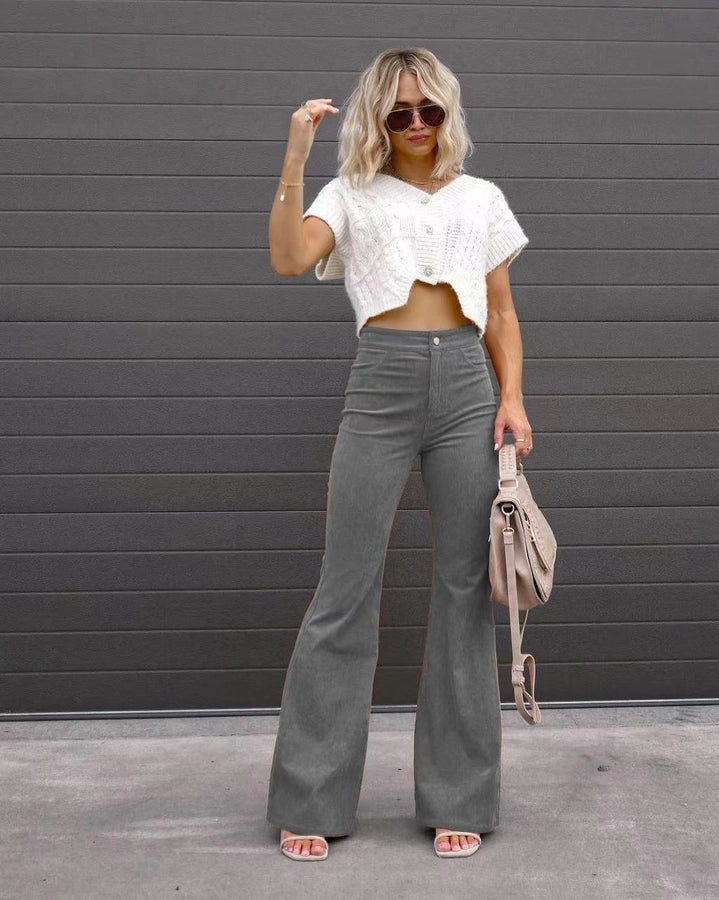 women's holiday casual solid color full length flared pants