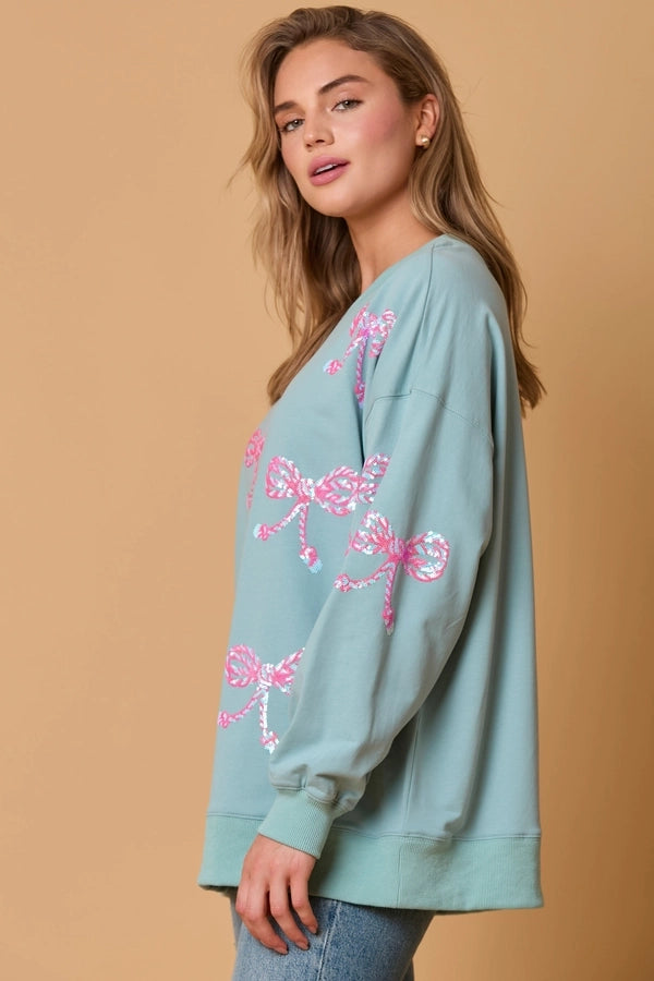 Hoodies & Sweatshirts Long Sleeve Sequins Streetwear Bow Knot