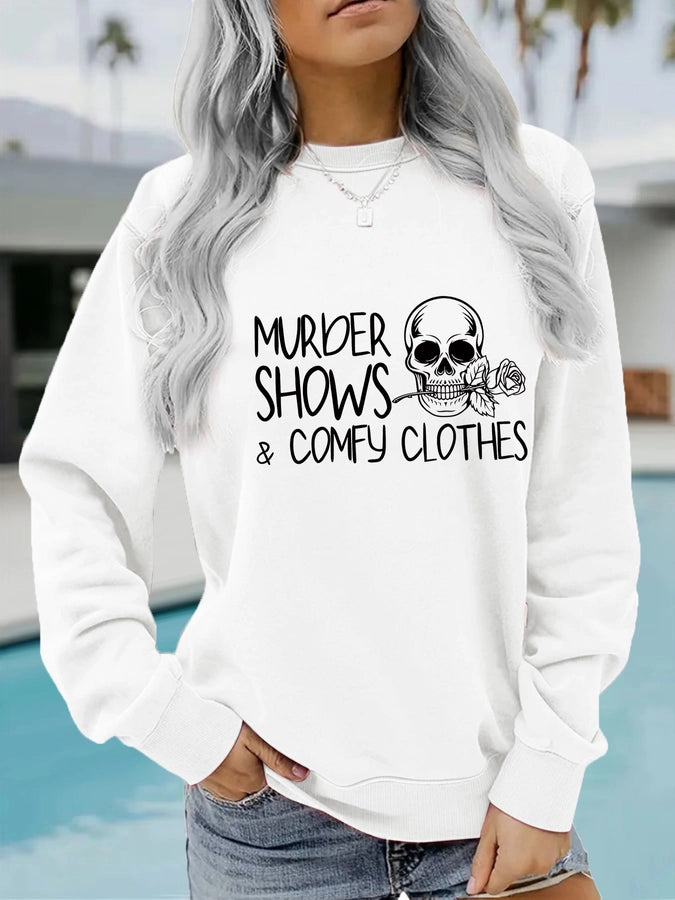 Hoodies & Sweatshirts Long Sleeve Printing Streetwear Letter Skull