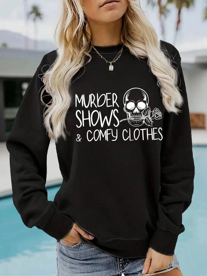 Hoodies & Sweatshirts Long Sleeve Printing Streetwear Letter Skull