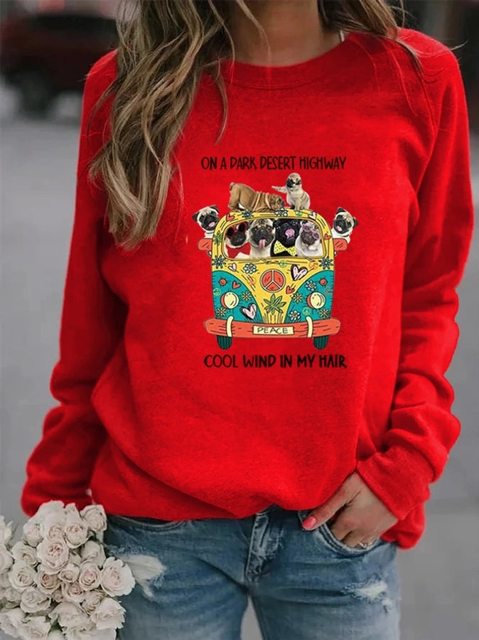 women's hoodie long sleeve hoodies & sweatshirts printing casual cartoon letter dog