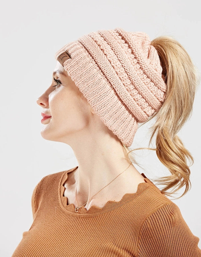 women's fashion solid color side of fungus wool cap