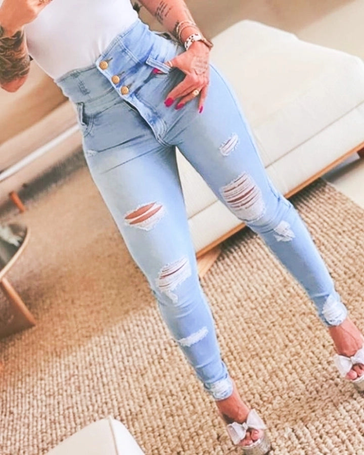 women's daily street streetwear solid color full length jeans