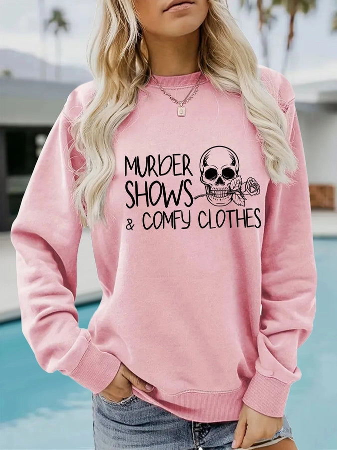 Hoodies & Sweatshirts Long Sleeve Printing Streetwear Letter Skull